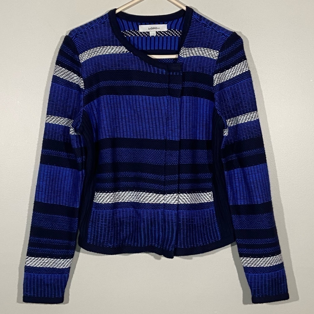 Loft Striped Assymetrical Zip Up Jacket M